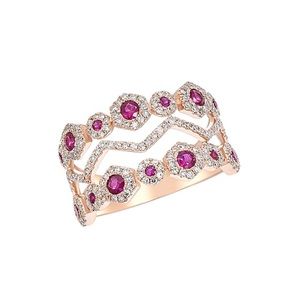 Diana M Fine Jewelry 14K Rose Gold 0.57 tcw Diamond & Ruby Ring